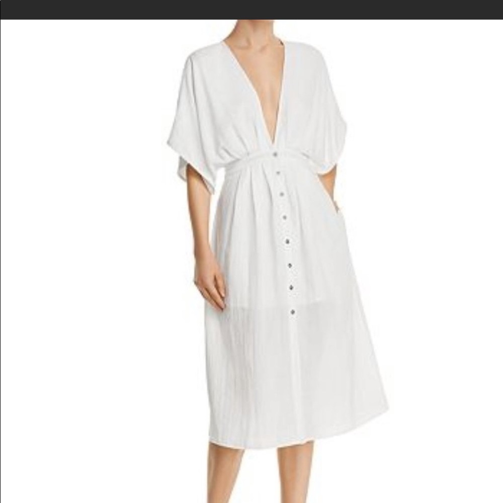 Lost + wander white front button down dress
